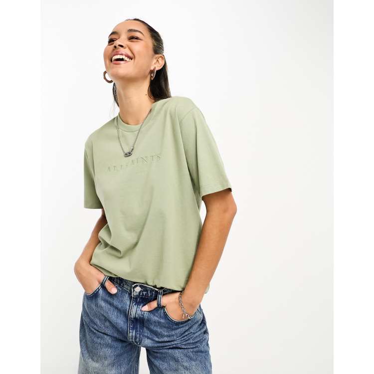 all saints green t shirt