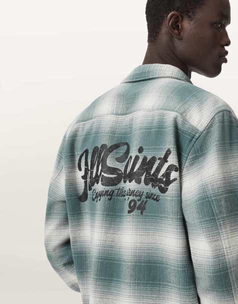 AllSaints – Polanco – Langärmliges Hemd in Blau - view 1