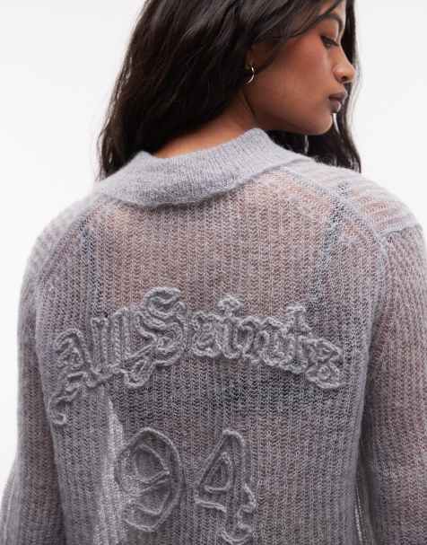 AllSaints - polo de punto Anabel de manga corta con logo en azul claro - view 1