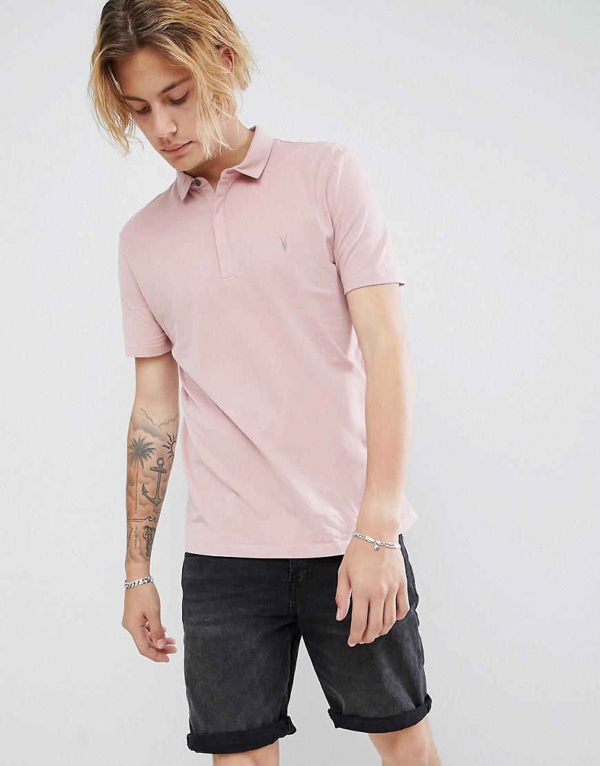 AllSaints - Poloshirt in zacht katoen-Roze