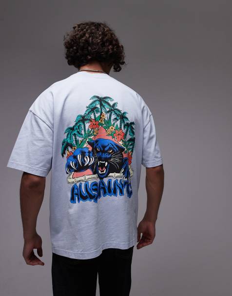 Allsaints pounce t-shirt in willow blue