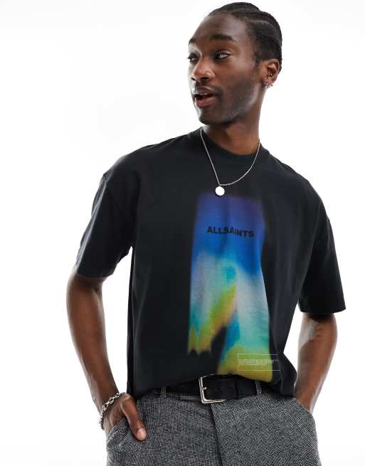 AllSaints Prizm short sleeve crew t-shirt with back print in