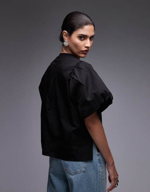 AllSaints puff sleeves t-shirt in black , 4 of 4