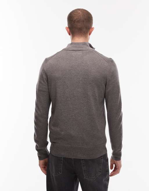AllSaints - Pull en maille à fermeture éclair partielle - Gris, 3 de 5