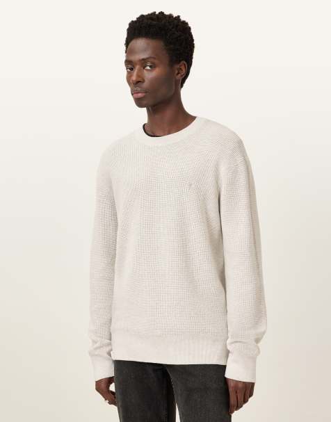 AllSaints – Pullover in Wolkengrau mit Waffelstruktur und Rundhalsausschnitt - view 1