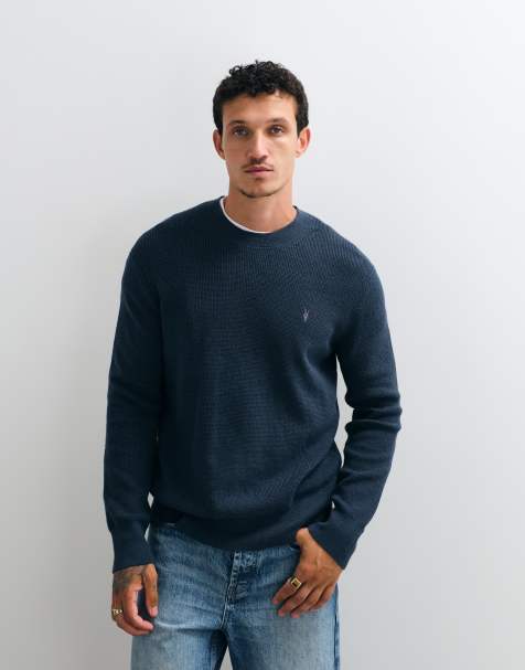 AllSaints Pullover mit Logo-Strick in Petrolblau - view 1