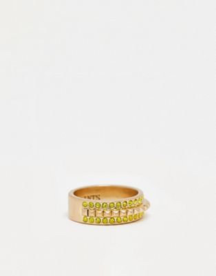 AllSaints pyramid crystal ring in gold
