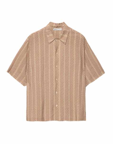AllSaints Quasar overhemd met korte mouwen in camel/rood - view 1