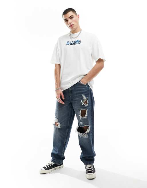 AllSaints Quasar short sleeve crew graphic t-shirt in white