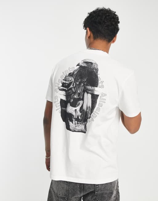 AllSaints Quill t-shirt in white with back print | ASOS