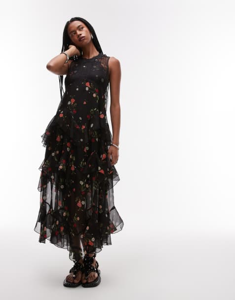 AllSaints – Quinn – Kleid in Bruyère-Schwarz - view 1