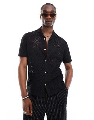 Allsaints Quinta Short Sleeve Shirt In Black
