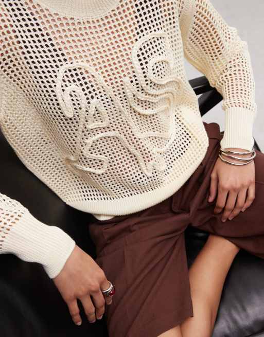 AllSaints - Raelyn - Pull en maille à logo - Blanc cassé, 3 de 4