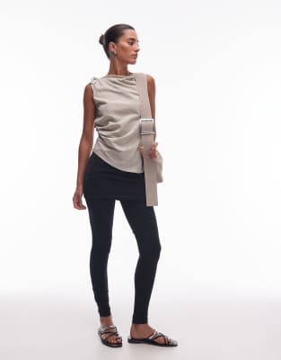 AllSaints Raffi fold-over leggings in black