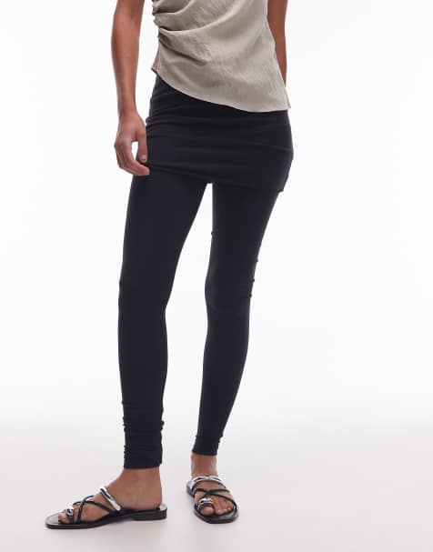 AllSaints – Raffi – Leggings in Schwarz mit Umschlagbund - view 1