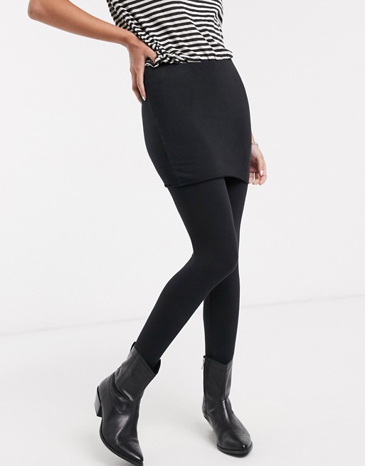 AllSaints raffi leggings with skirt in black