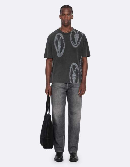 AllSaints Rammy t-shirt à manches courtes col rond noir délavé, 2 de 7