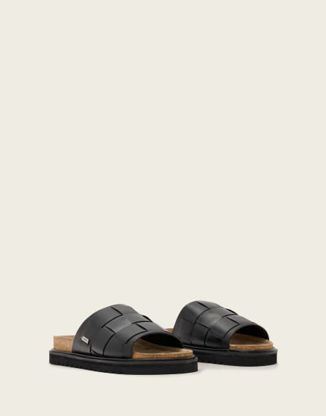 AllSaints - Randal - Sorte vævede sandaler med enkelt strop i læder - view 1