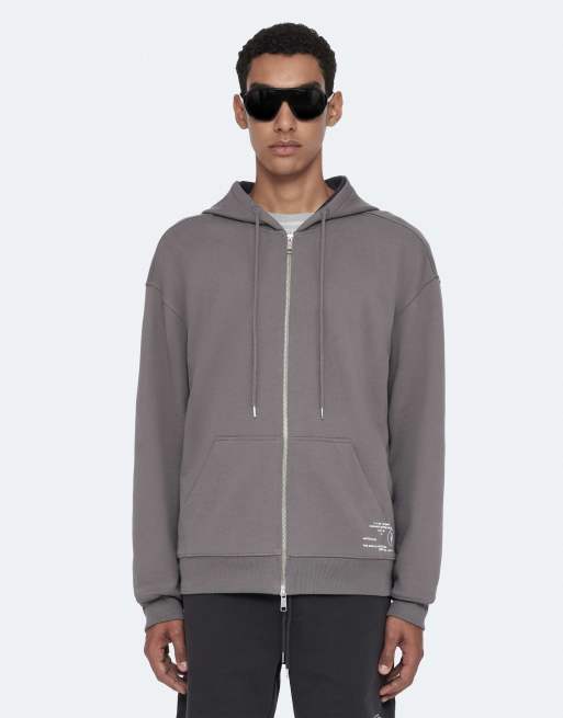 AllSaints Raphy hoodie met rits in fossielgrijs, 5 van 7