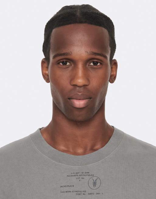 AllSaints Raphy Kurzarm-Rundhalsoberteil in Fossil Grey, 3 von 6