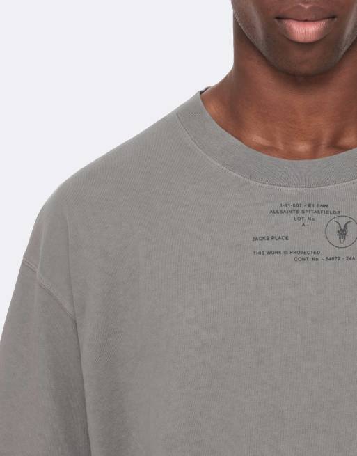 AllSaints Raphy Kurzarm-Rundhalsoberteil in Fossil Grey, 5 von 6