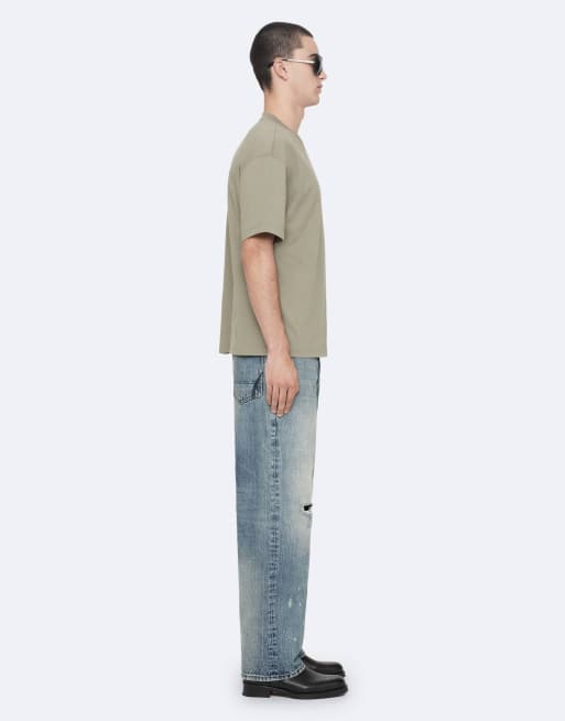 AllSaints Raphy Kurzarmshirt mit Rundhalsausschnitt in Fenchelgrün, 6 von 6