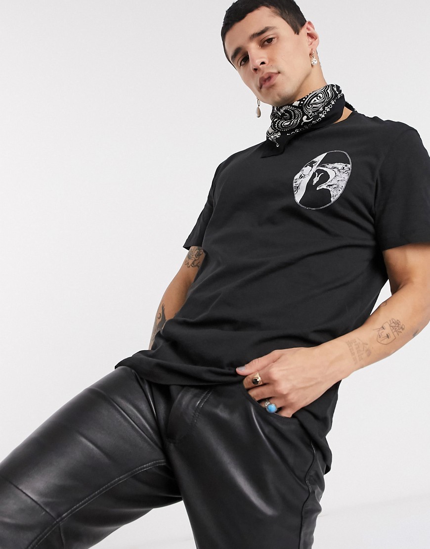 AllSaints Raptor - T-shirt met doodshoofd- en adelaarsprint in zwart