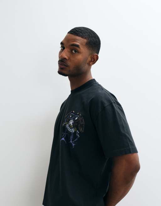 AllSaints Raptour short sleeve graphic logo t-shirt with back print in washed black, 2 of 5