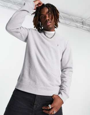 AllSaints Raven crew sweatshirt in gray heather