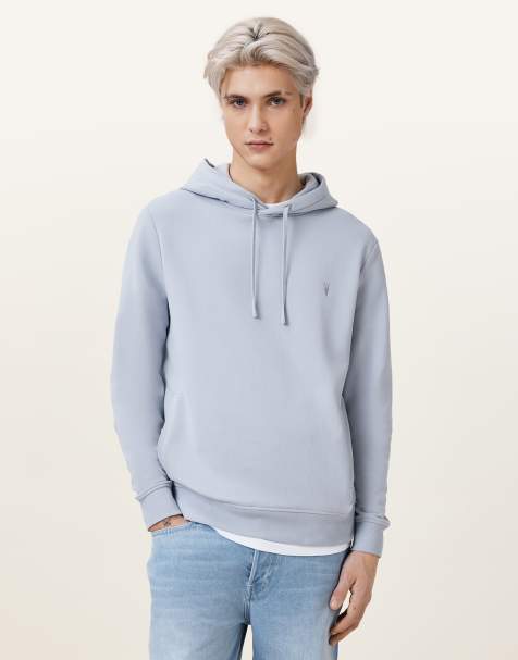 AllSaints – Raven Oth – Kapuzenpullover in Weidenblau - view 1