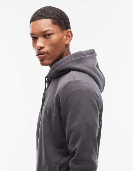 AllSaints Raven Oth logo hoodie in charcoal grey, 4 of 5