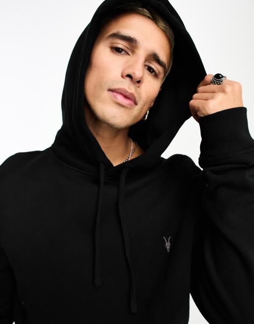 AllSaints Raven ramskull logo hoodie in black | ASOS