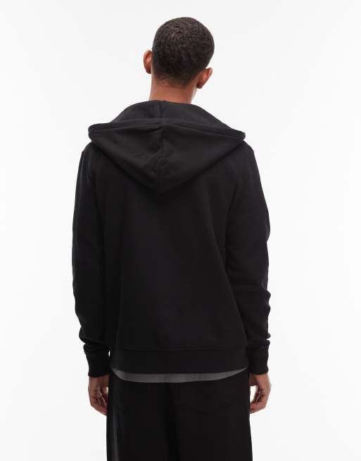 AllSaints - Raven - Sort hættetrøje med lynlås og logo, 3 af 5