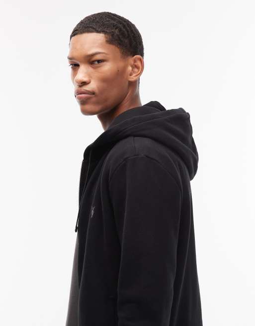 AllSaints - Raven - Sort hættetrøje med lynlås og logo, 4 af 5