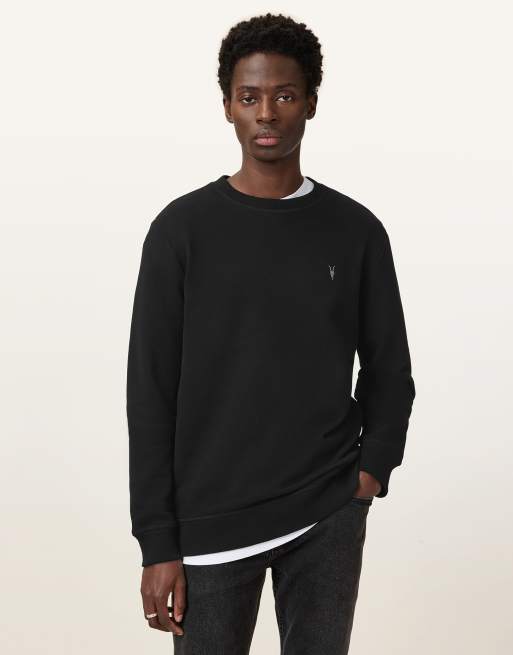AllSaints – Raven – Sweatshirt in Schwarz mit Rundhalsausschnitt