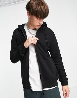 AllSaints Raven zip hoodie in black