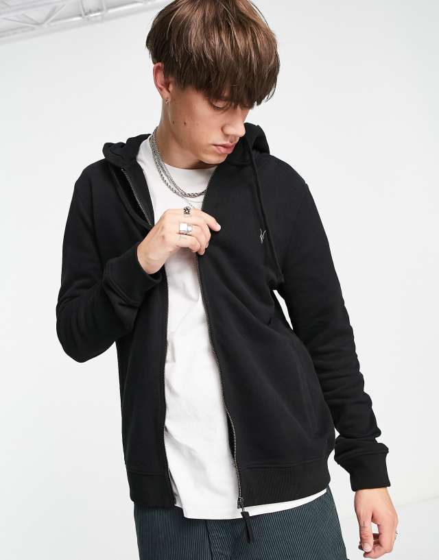 AllSaints - raven zip hoodie in black