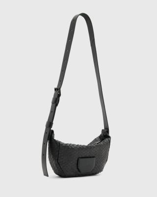 AllSaints real leather Madea Snake cross body bag in black | ASOS