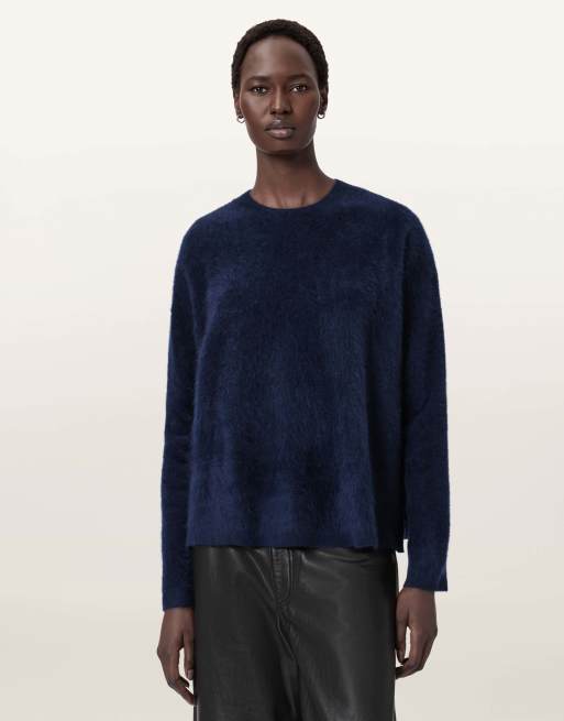 AllSaints – Rebel – Pullover in Mitternachtsblau mit Rundhalsausschnitt