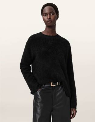 AllSaints - Rebel - Pullover in Schwarz mit Rundhalsausschnitt