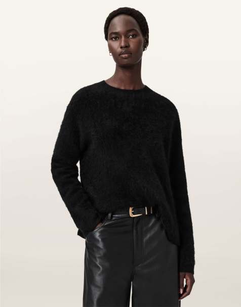AllSaints – Rebel – Pullover in Schwarz mit Rundhalsausschnitt - view 1