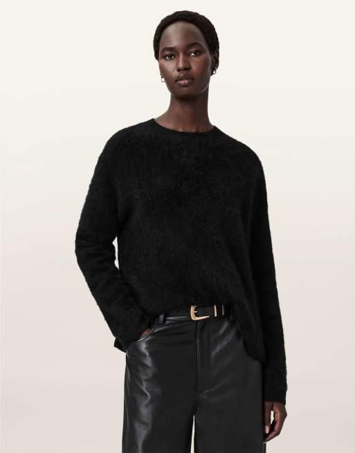 AllSaints – Rebel – Pullover in Schwarz mit Rundhalsausschnitt