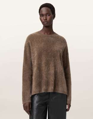 AllSaints - Rebel - Pullover in Walnussbraun mit Rundhalsausschnitt-Brown