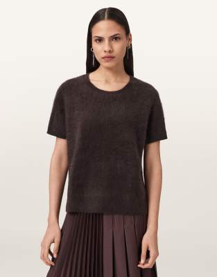 AllSaints - Rebel - T-Shirt in Ochsenblutrot