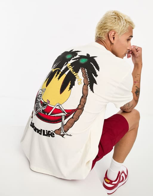 AllSaints - Recline - T-shirt met print op de achterkant in wit