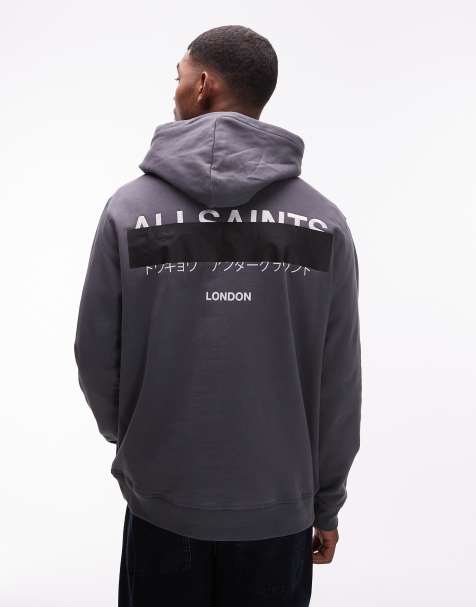 AllSaints Redact hoodie in washed blue - view 1