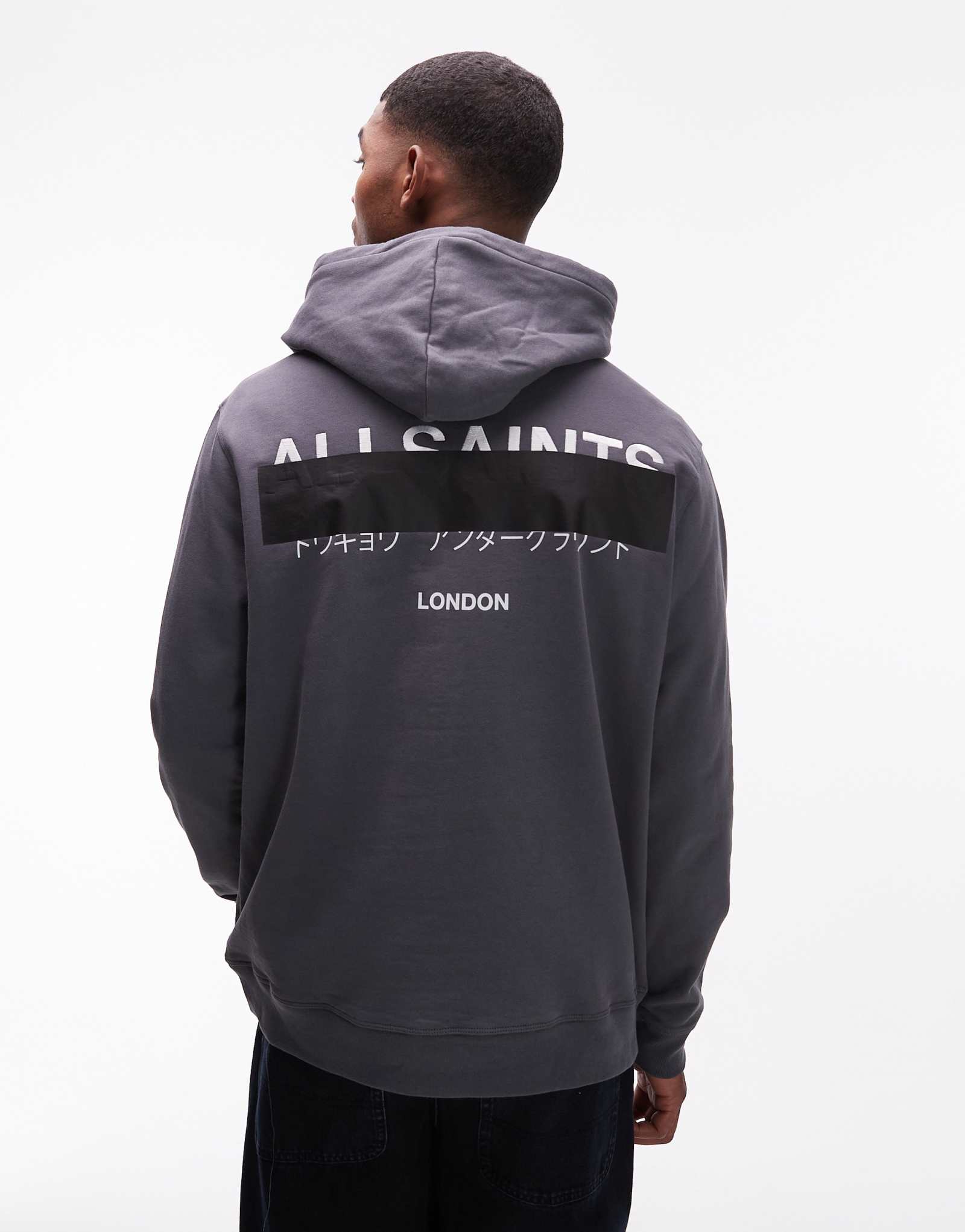Толстовка Allsaints redact с капюшоном синего цвета