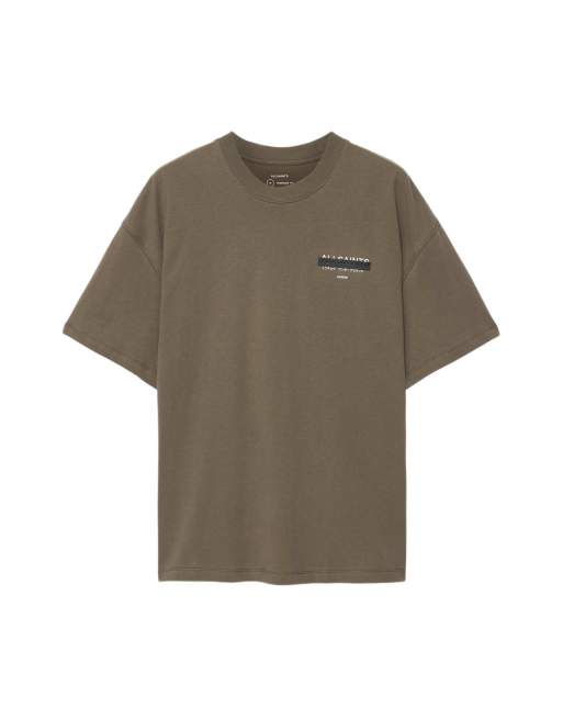 AllSaints Redact Kurzarmshirt mit Rundhalsausschnitt in verwaschenem Khaki, 2 von 6