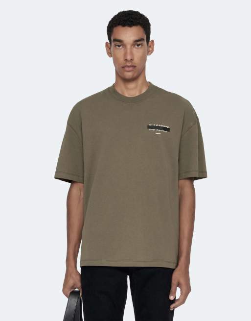 AllSaints Redact Kurzarmshirt mit Rundhalsausschnitt in verwaschenem Khaki, 4 von 6