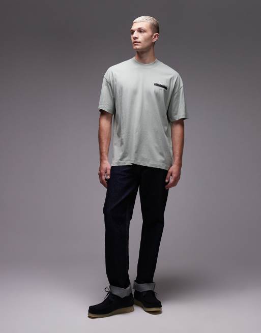 AllSaints – Redact – Mineralgrön t-shirt i oversize med logga, 2 av 5